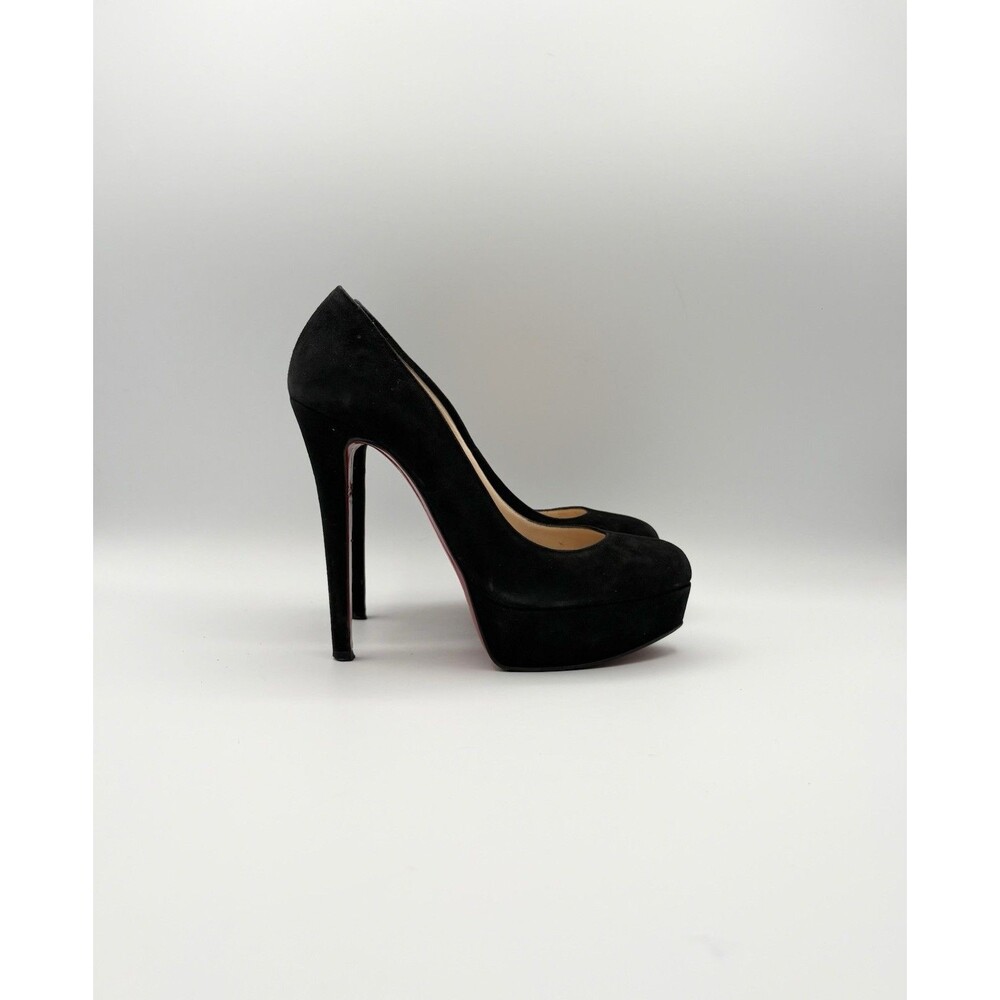 Christian Louboutin Black Suede Bianca Stiletto Platform Heels Size EU 35